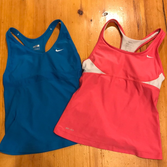Nike Tops - 🍁 2 Nike Racerback Tanks top built in padded bra